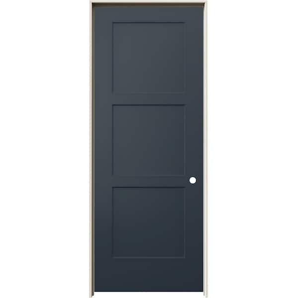 32 in. x 80 in. Birkdale Denim Stain Left-Hand Smooth Solid Core Molded Composite Single Prehung Interior Door