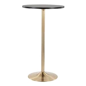 Pebble 30 in. Black Wood & Gold Metal Adjustable Bar Table