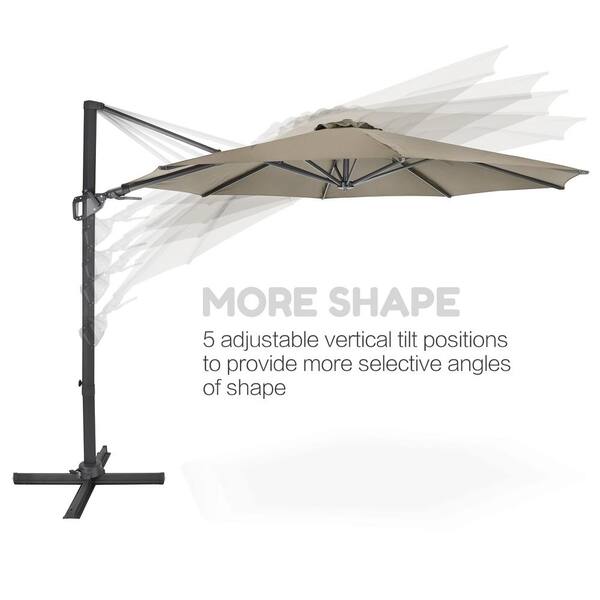 Amtall 11 Ft Cantilever Umbrella Patio Offset Hanging Outdoor With Cross Base For Garden Backyard And Pool In Beige R11t02b The Home Depot Amtall 11 Ft Cantilever Umbrella Patio, Patio Umbrella 11 5 Ft
