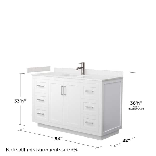 Miranda 54 in. W x 22 in. D x 33.75 in. H Single Bath Vanity in White with Carrara Cultured Marble Top