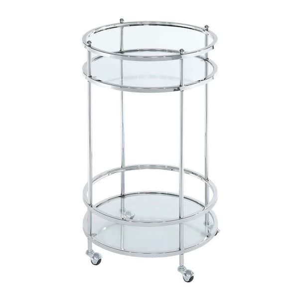 Convenience Concepts Royal Crest Glass/Chrome Round Bar Cart with 2 Tiers