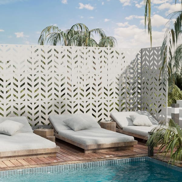 Dovelina Keith 72 in. Galvanized Metal Outdoor Privacy Screens Outdoor Garden Fence in White