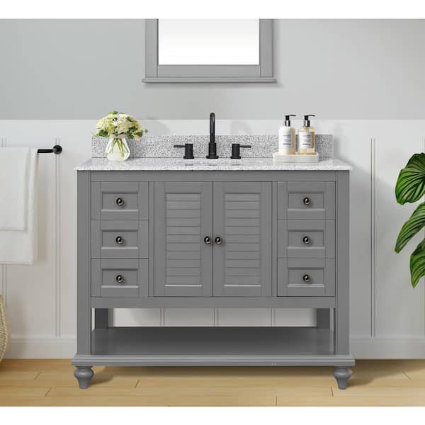 Home Decorators Collection Hamilton 43 in. Single Sink Gray Bath Vanity with Gray Granite Top (Assembled)