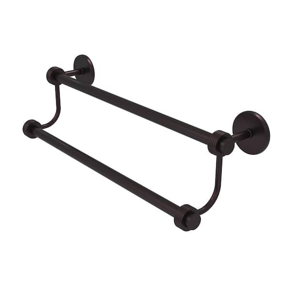 Allied Brass Satellite Orbit Two 24 in. Wall Mounted Double Towel Bar with Groovy Accent in Antique Bronze