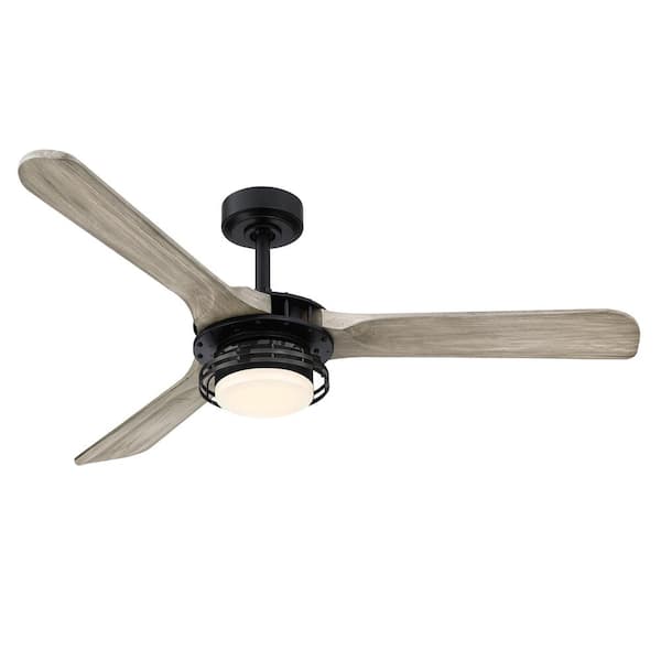 Parrot Uncle Aerofanture 52 in. Industrial Integrated LED Black Ceiling Fan with Light and Remote Control