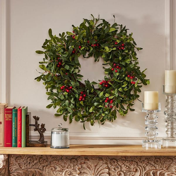 Noble House Frohock 25 in. Olive Artificial Christmas Wreath with Berries