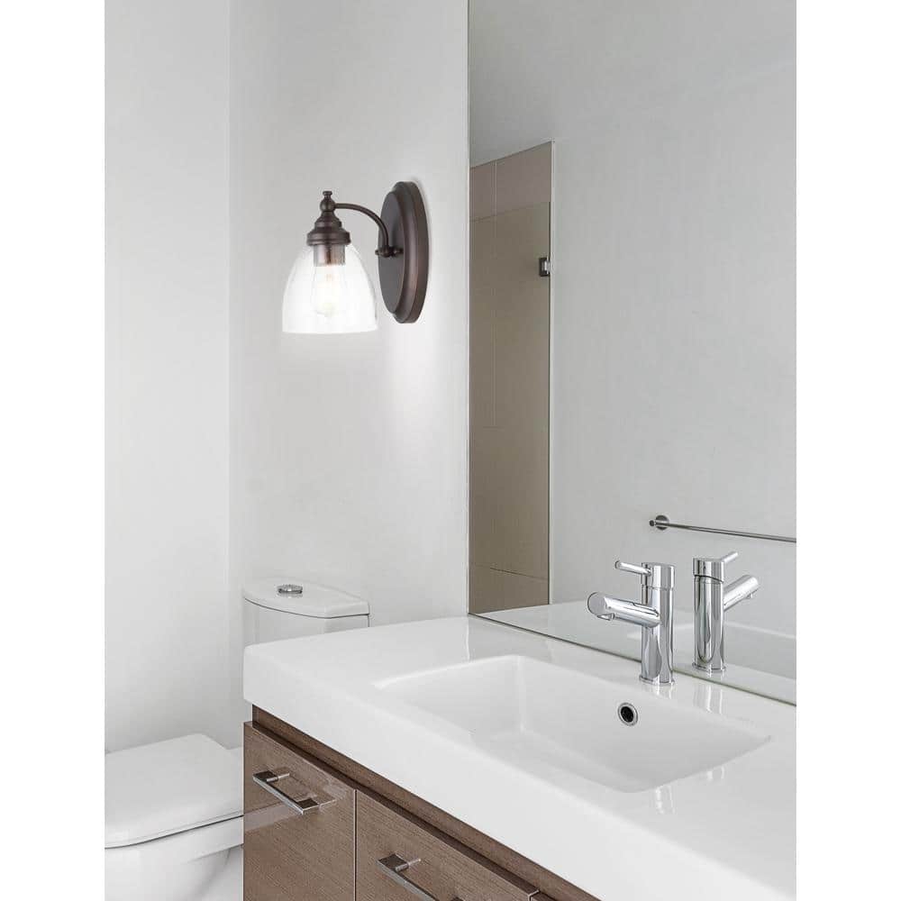 Marais 5.5" Oil Rubbed Bronze Metal and Glass Wall Sconce