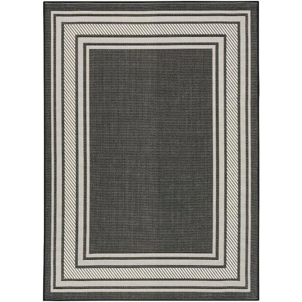 Nourison Horizon Black 6 ft. x 9 ft. Indoor/Outdoor Bordered Contemporary Area Rug