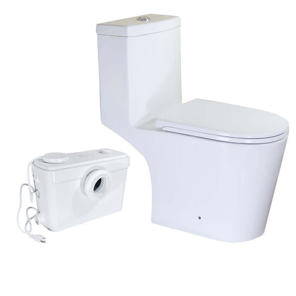 28 in. 1-Piece 1.1/1.6 GPF Dual Flush Elongated Toilet in White Seat Includ