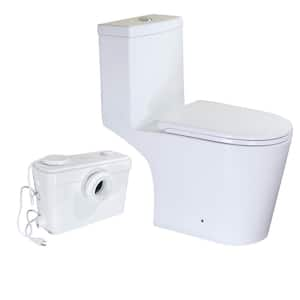 28 in. 1-Piece 1.1/1.6 GPF Dual Flush Elongated Toilet in White Seat Included