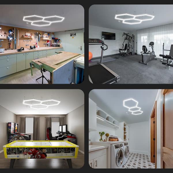 Feit Electric Flexagon 8 ft. Integrated LED 3-Grid Hexagon White
