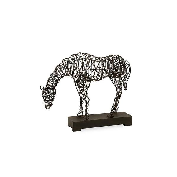 IMAX 19.75 in. x 25.5 in. Woven Wire Horse Decorative Sculpture in Black