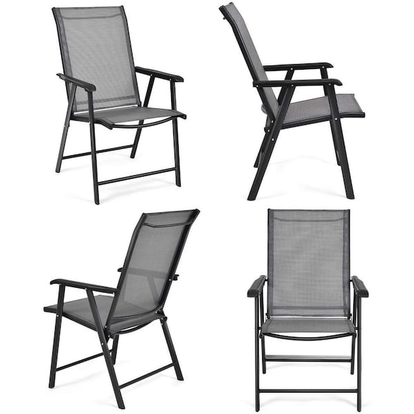 Costway Black Metal Folding Lawn Chair GHM0116 - The Home Depot