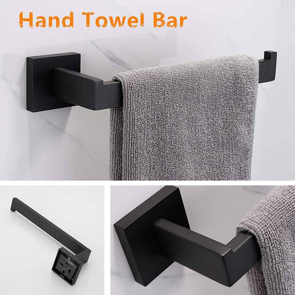 Matte Black Stainless Steel 4-Piece Bathroom Hardware Set