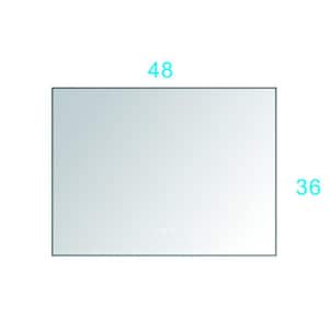48 in. W x 36 in. H Large Rectangular Metal Framed Dimmable Wall Bathroom Vanity Mirror in Gunmetal Black