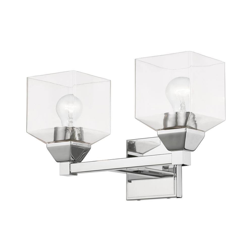 Polished Chrome 2-Light Vanity Sconce with Clear Glass Shades