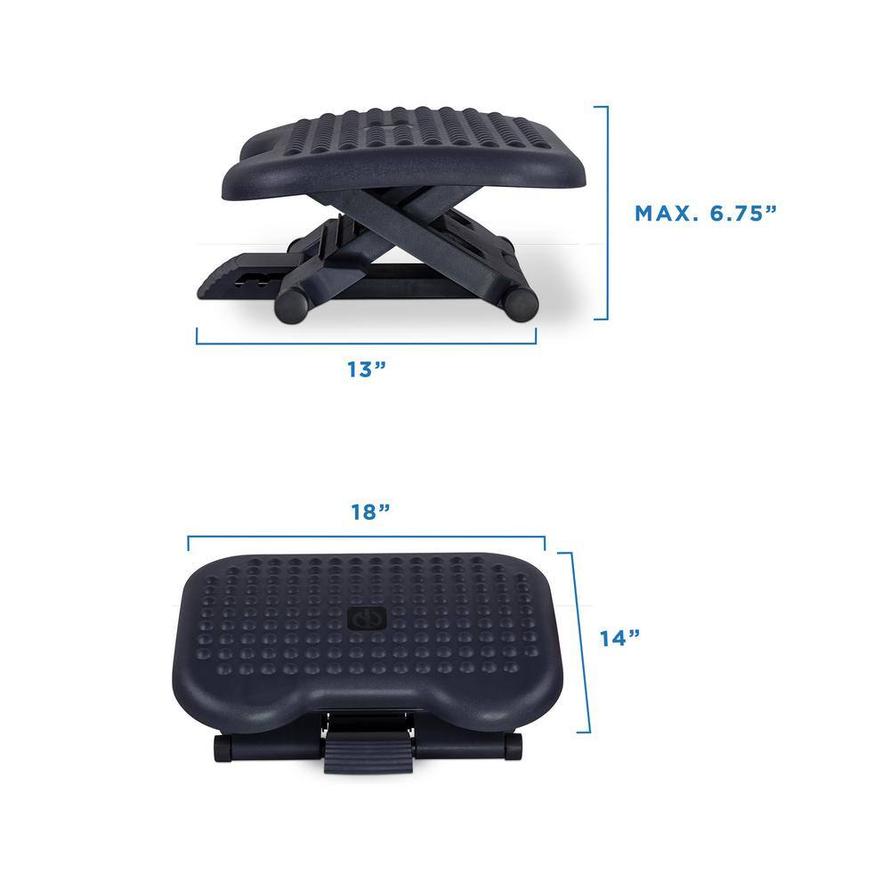 Ergonomic Adjustable Gray Plastic Under Desk Footrest