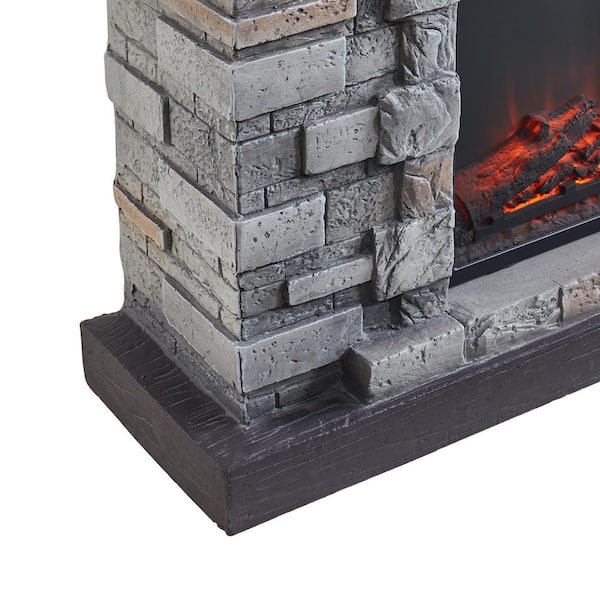 Electric fireplace with gray stone effect Tigullio 00178