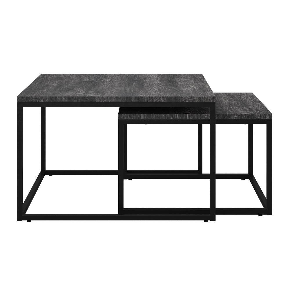 Set of 2 Forth Worth Square Nesting Coffee Tables Black - CorLiving