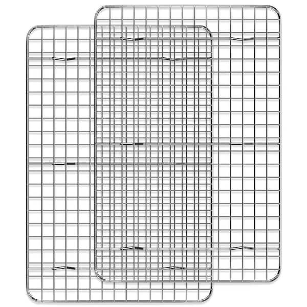 2-Pack Stainless Steel Cooling Racks, 15 x 10 in, for Baking, Roasting, and Grilling, Oven Safe