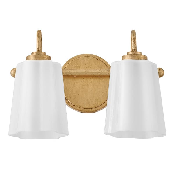 LARK - Honey 13.25 in. 2 Light Distressed Brass Vanity Light