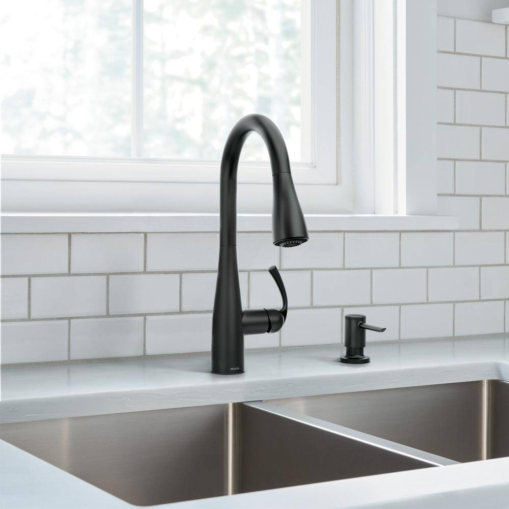Matte Black Pull-Down Sprayer Kitchen Faucet with Soap Dispenser