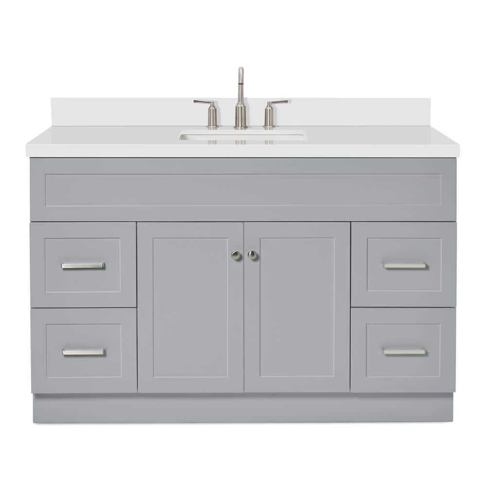 Gray 55" Freestanding Single Basin Vanity with Quartz Countertop