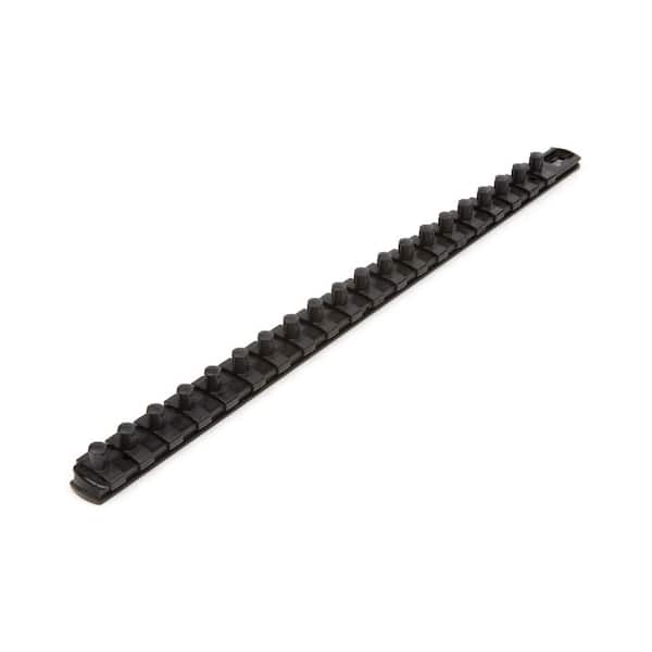 TEKTON 3/8 in. Drive x 18 in. Socket Rail, 20 Clips, Black