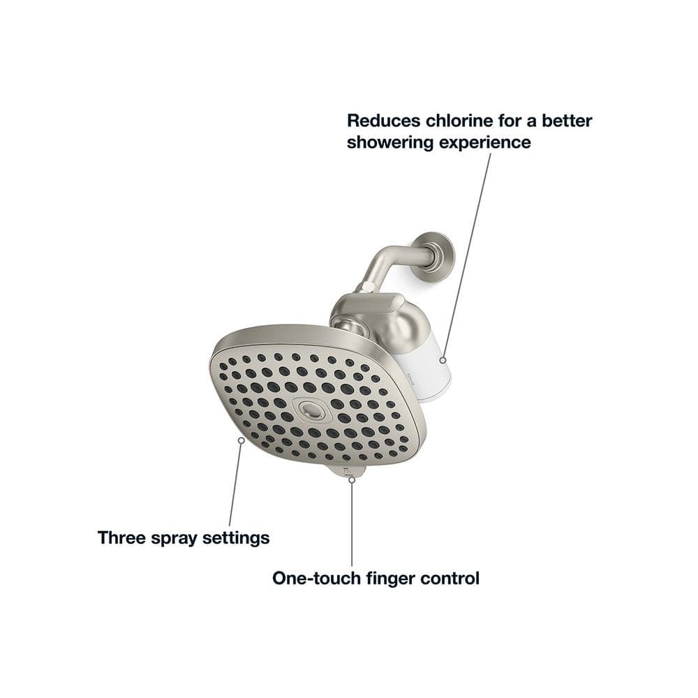 Brushed Nickel Multifunction Shower Head with Filter System