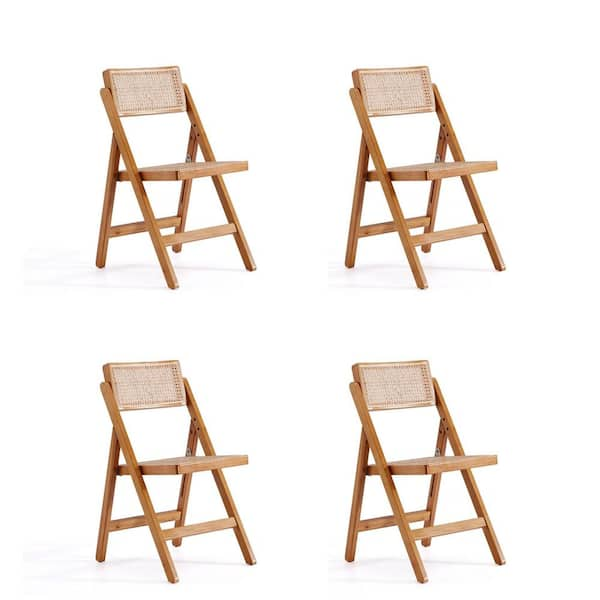 Manhattan Comfort Pullman Nature Cane Folding Dining Side Chair (Set of 4)