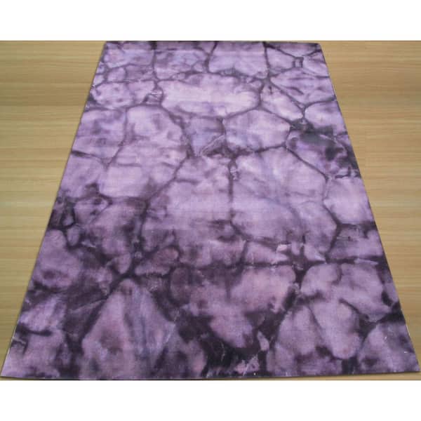 Purple 5 ft. x 8 ft. Handmade Wool Dip Dyed Area Rug