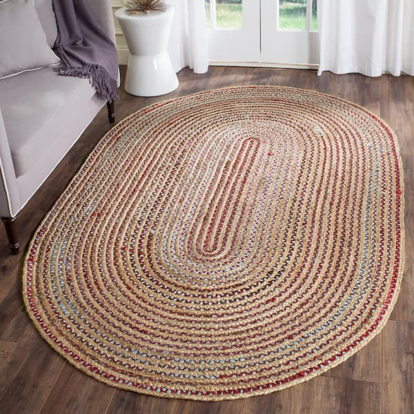 Indian Braided Chindi Rug Oval Shape Living Room Area Carpet Floor Mats - 4  X 6 ft