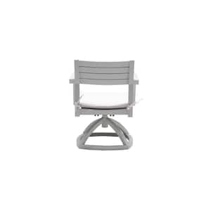 Aluminum Outdoor Swivel Dining Chair with White Cushion (Set of 2)
