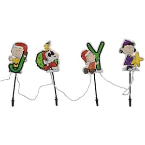 8 in. Pre Lit Joy Christmas Pathway Markers Yard Lawn Decor