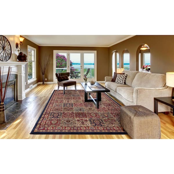 Jewel Collection Panel Red Rectangle Indoor 9 ft. 3 in. x 12 ft. 6 in. Area Rug