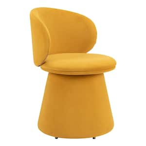 Oblic Orange Velvet Swivel Dining Side Chair