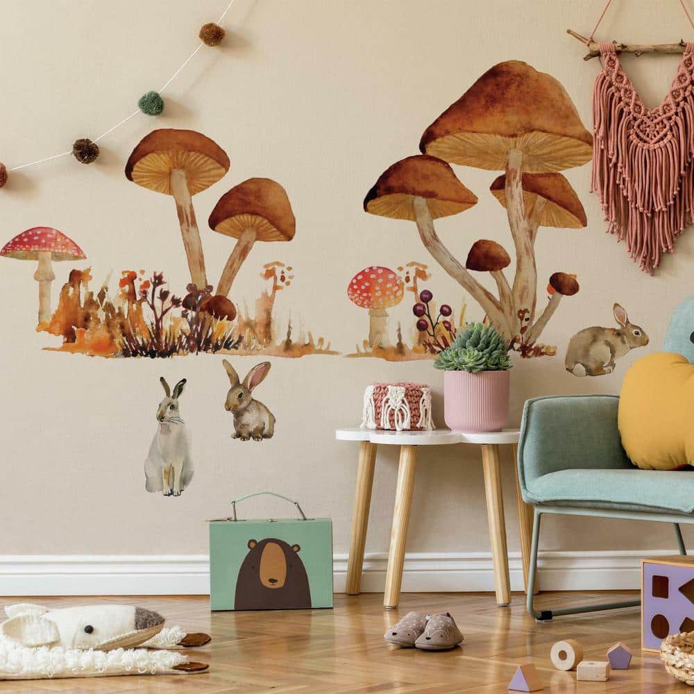 Giant Colorful Mushroom and Bunny Wall Decals
