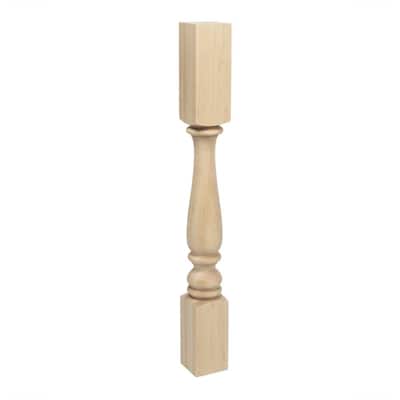 35-1/4 in. x 3-3/4 in. Unfinished North American Solid Hard Maple Plain Full Round Kitchen Island Leg
