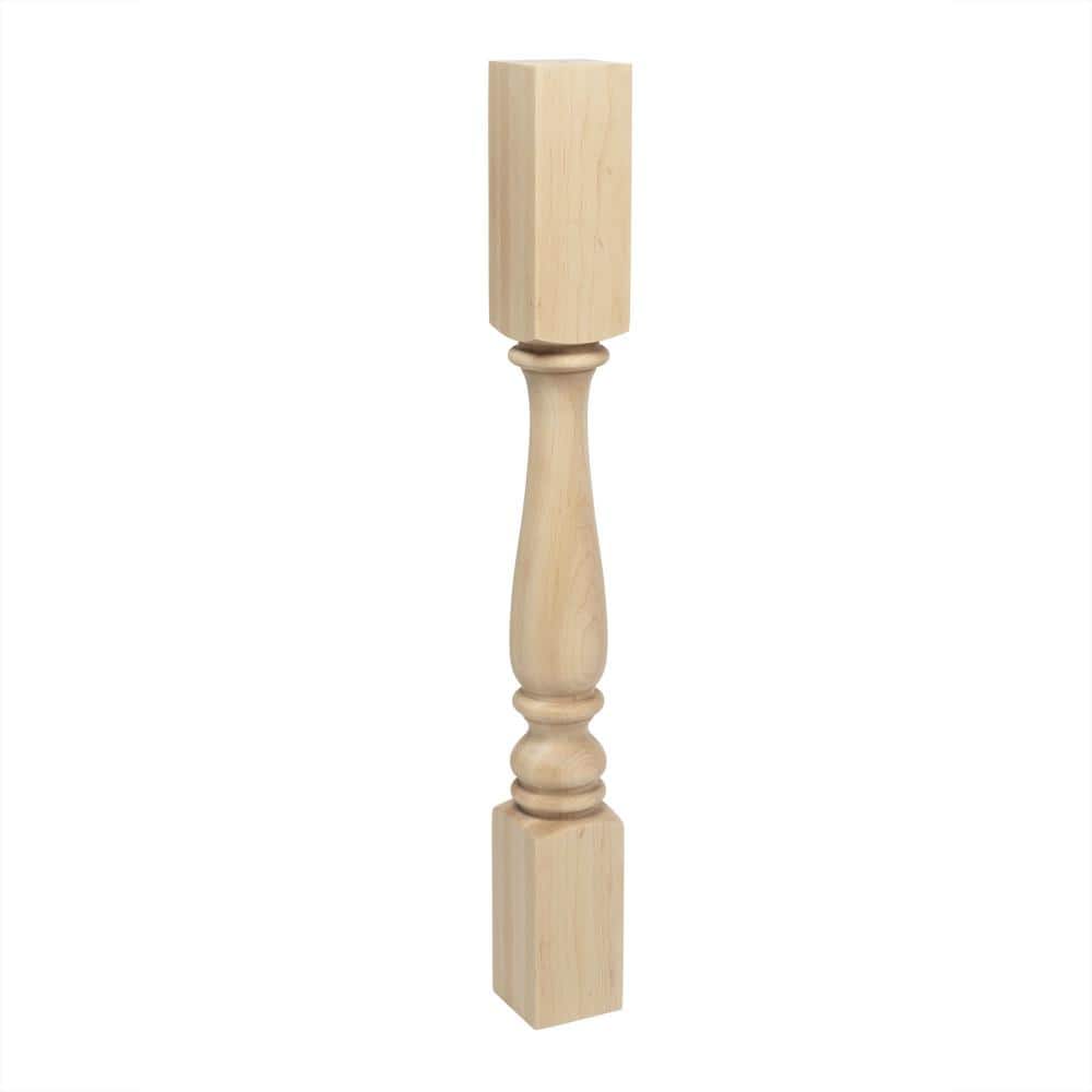 Unfinished Maple Traditional Full Round Kitchen Island Leg