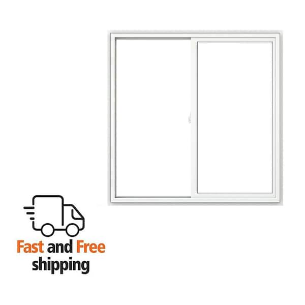 V-2500 Series 59.5 in. W x 47.5 in. H Left-Handed White Vinyl Low-E Sliding New Construction Window w/ Nail Fin Frame