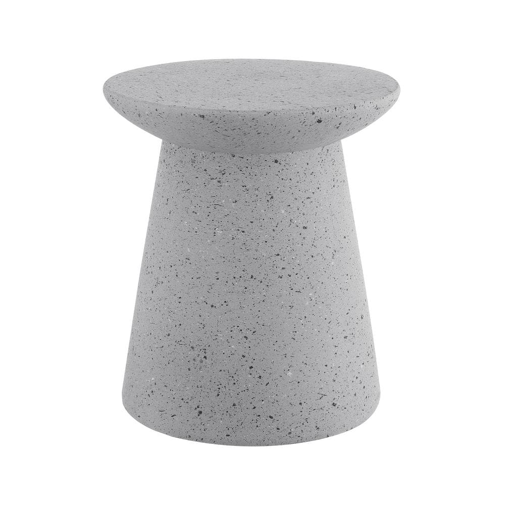 Hollie 18" Gray Terrazzo Minimalist Drum Accent Table