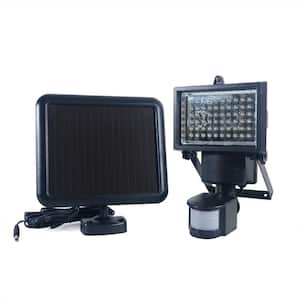 60 Integrated LED Black Outdoor Solar Powered Motion Activated Security FloodLight