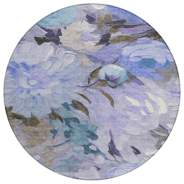 Chantille Machine Washable Indoor/Outdoor Abstract ACN2264 Purple 8 ft. x 8 ft. Area Rug
