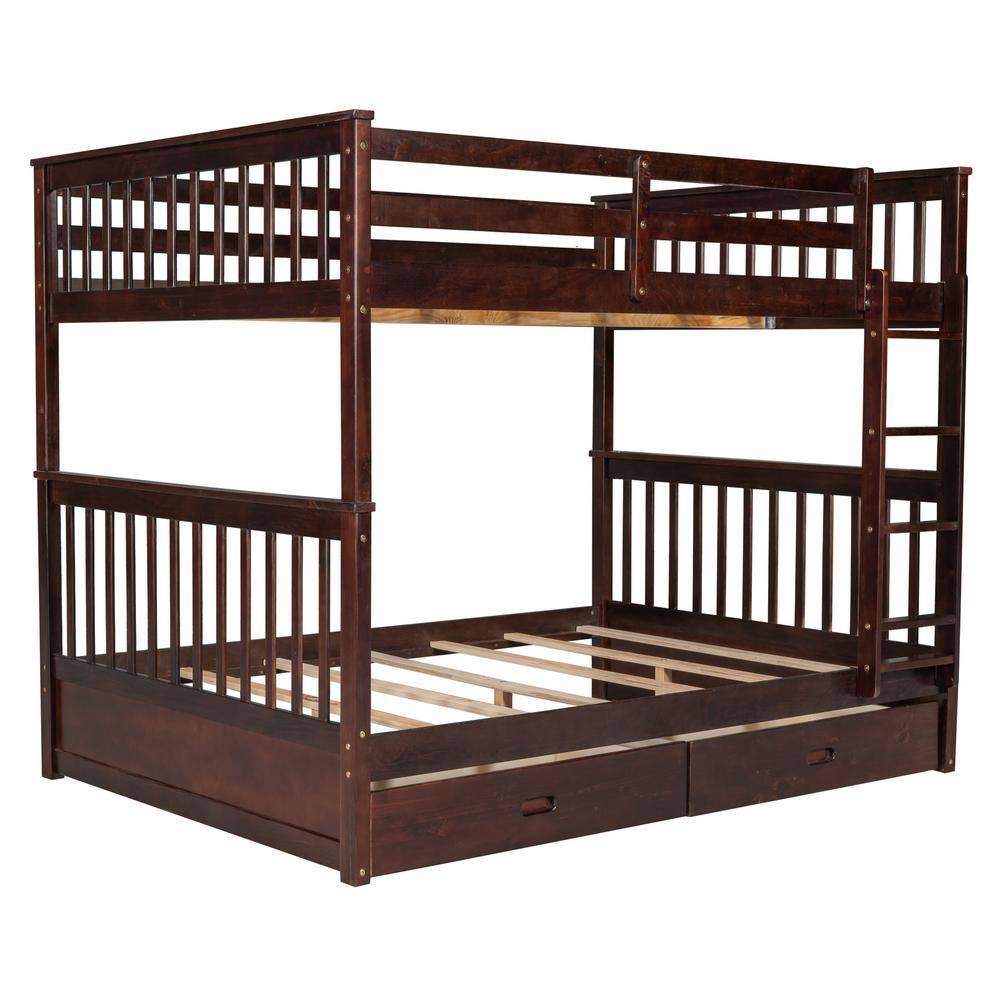 Donason Espresso FullOverFull Bunk Bed with Ladders and Two Storage Drawers ZYP540220 The