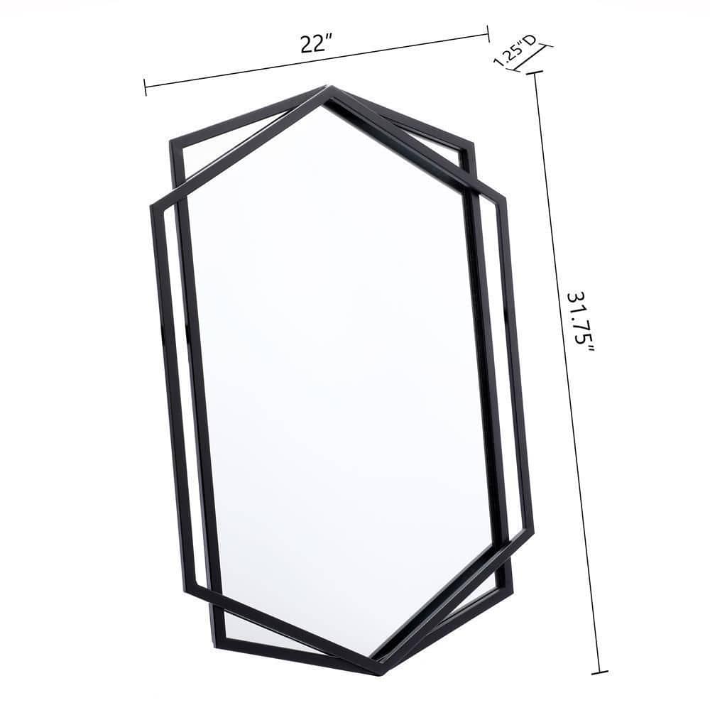 Hexagonal Black Metal Frame Rectangular Wall Mirror