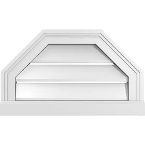 20 in. x 12 in. Octagonal Top Surface Mount PVC Gable Vent: Functional with Brickmould Sill Frame