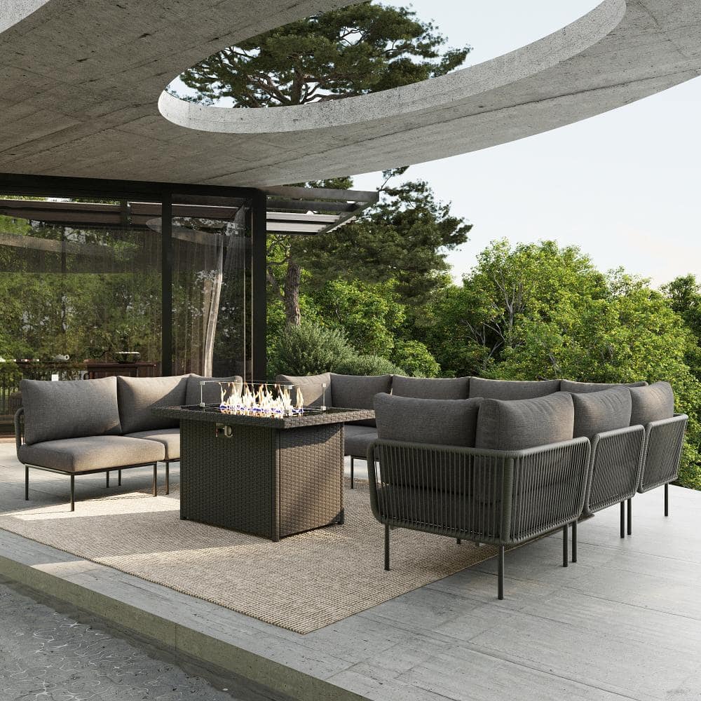 9 Pieces Aluminum Patio Furniture Set with Fire Pit Table and Upgrade Thickness Cushion price history on PriceWatchPro