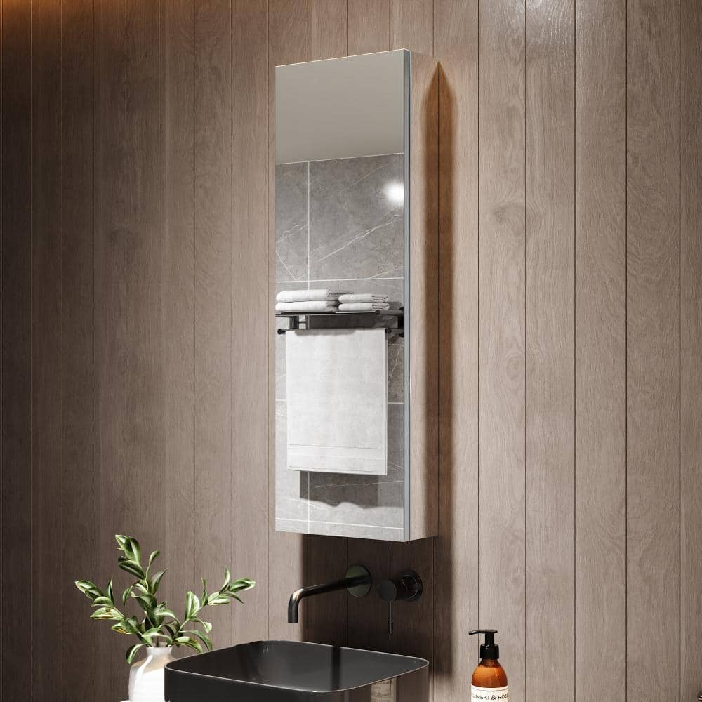 12 in. W x 36 in. H Left Swing Rectangle Copper Free Aluminum Medicine Cabinet with Mirror, Adjustable Glass Shelves price history on PriceWatchPro