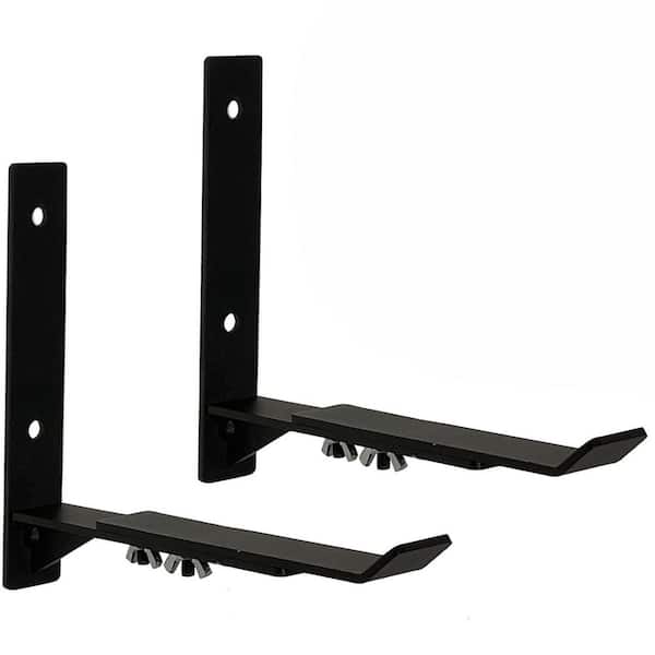 Adjustable Window Box Brackets 7.8-9.6 Inch Black Metal Heavy Duty Wall Mount Hooks Outdoor with Hardware 2-Pack