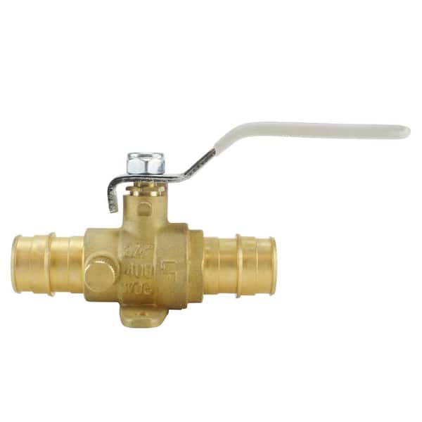 Apollo 3/4 in. Brass PEX-A Barb Ball Valve with Drain and Mounting Pad